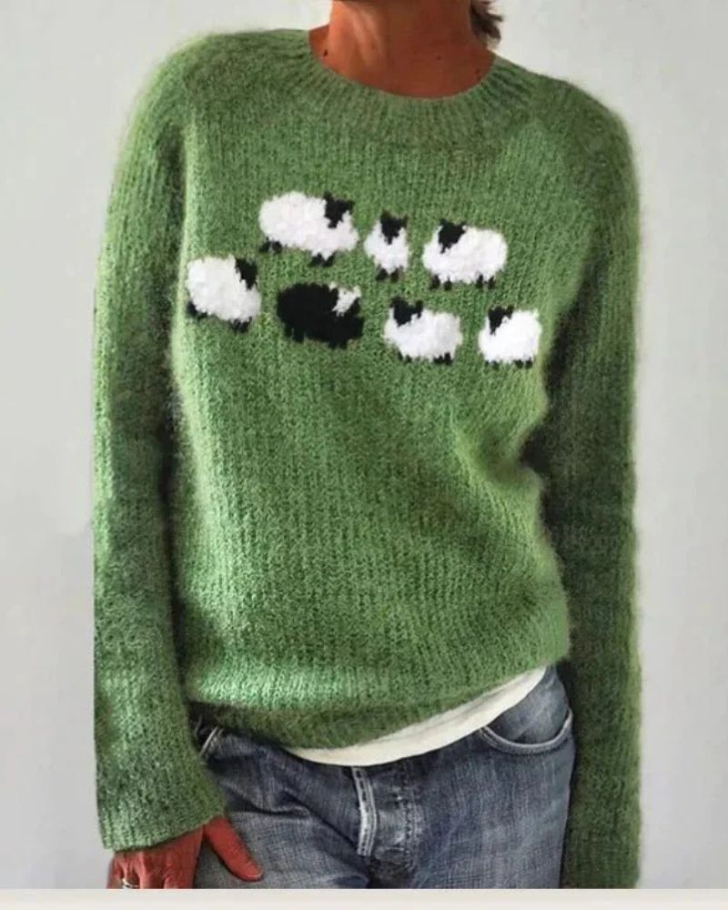 Women's Boho-Style Knit Sweater – Fabiola – Green