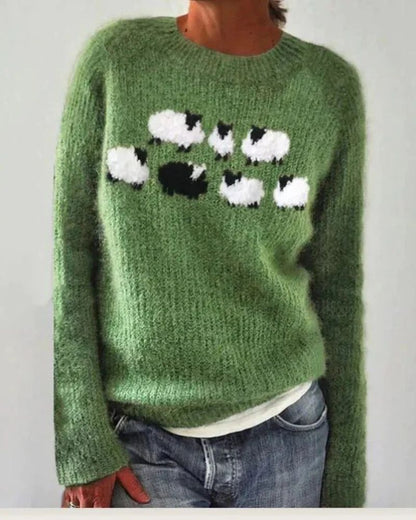 Women's Boho-Style Knit Sweater – Fabiola – Green