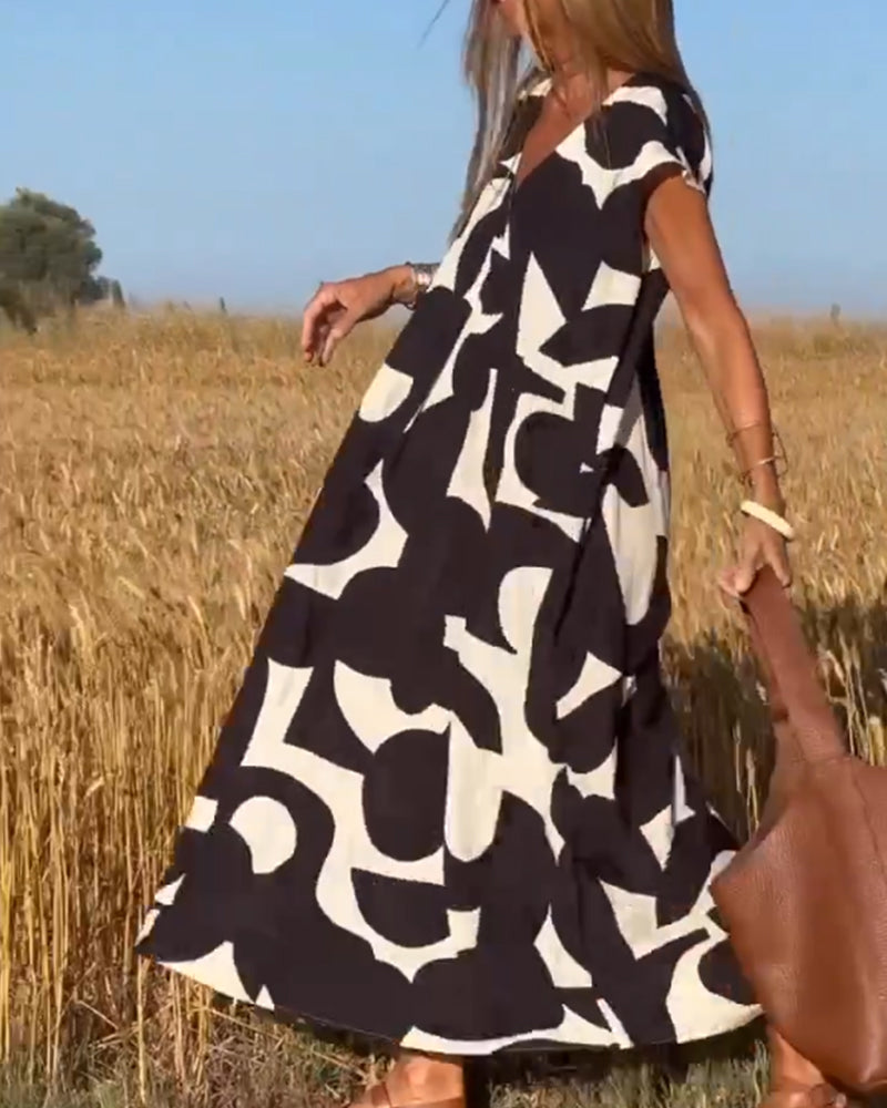Printed V-Neck Dress – Hero