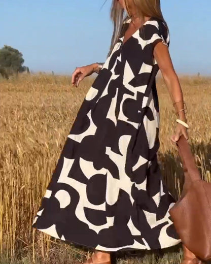 Printed V-Neck Dress – Hero