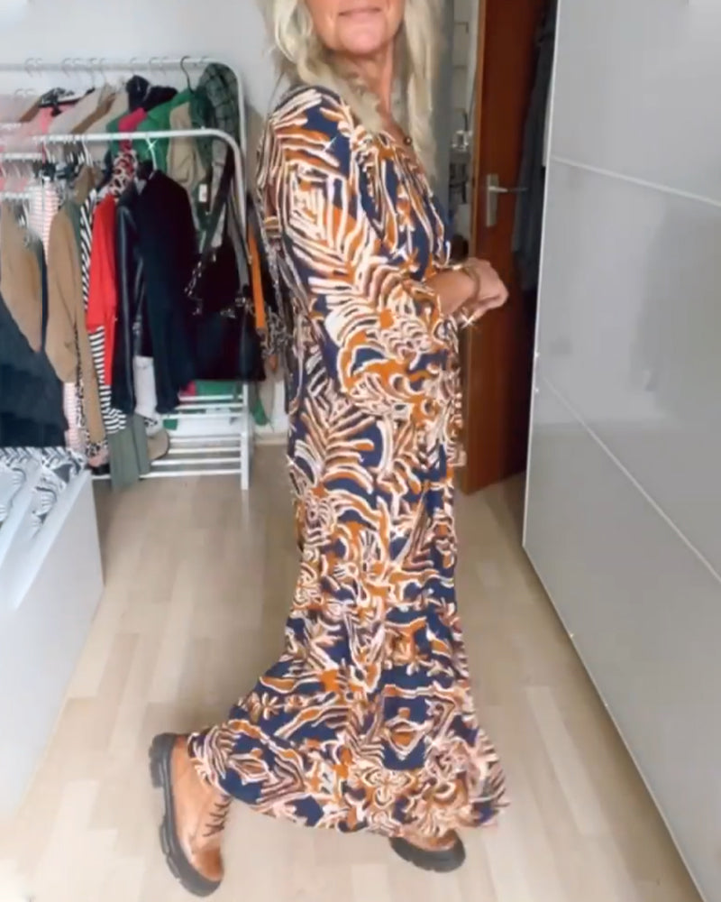 Long Printed V-Neck Dress – Emmeline – view 3