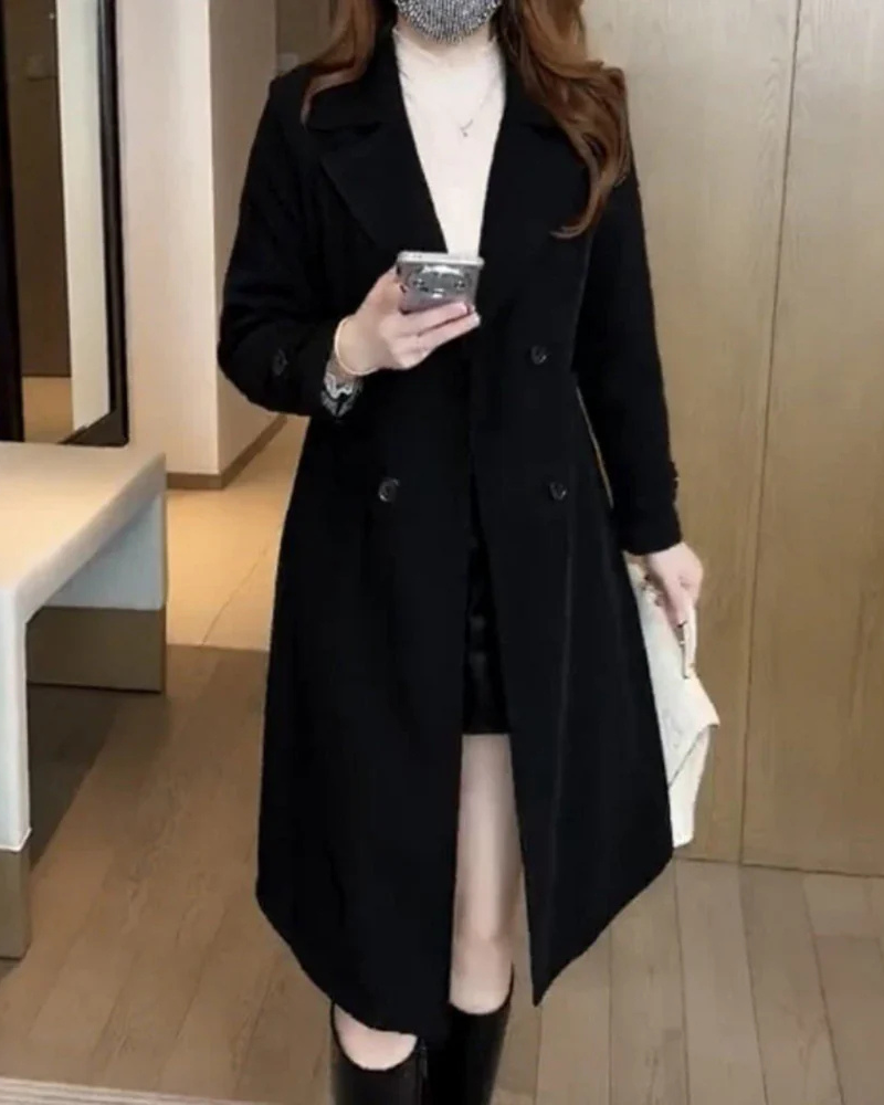 Women's Straight-Cut Lapel Overcoat – Nadia