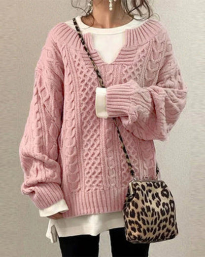 Women's Oversized Knit Sweater – Callie – Pink