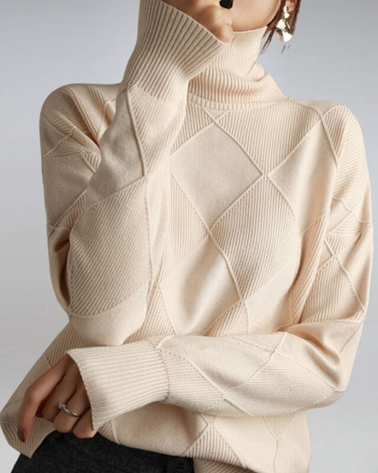 Women's Elegant Knit Turtleneck Sweater – Ana – Beige