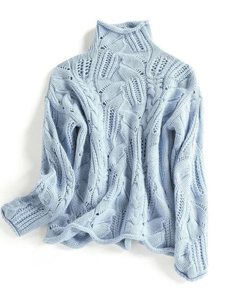 Women's Cashmere Turtleneck Sweater – Maira – Blue