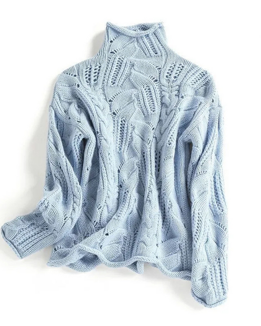 Women's Cashmere Turtleneck Sweater – Maira – Blue