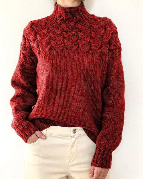 Women's Knit Turtleneck Sweater – Yasmin – Red