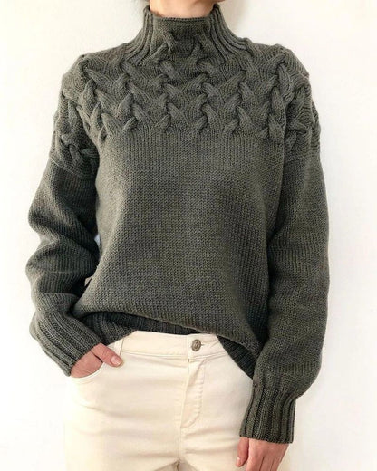 Women's Knit Turtleneck Sweater – Yasmin – Gray
