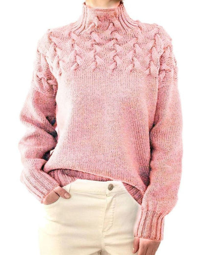 Women's Knit Turtleneck Sweater – Yasmin – Pink