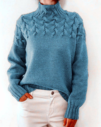 Women's Knit Turtleneck Sweater – Yasmin – Light Blue