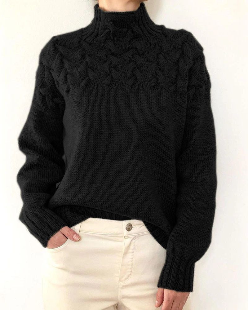 Women's Knit Turtleneck Sweater – Yasmin – Black