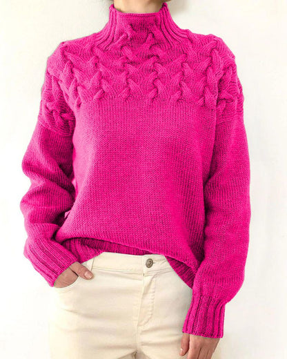 Women's Knit Turtleneck Sweater – Yasmin – Dark Pink