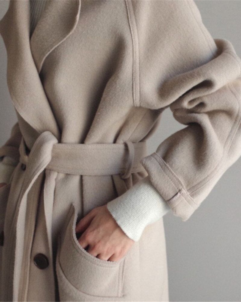 Women's Elegant Longline Wool Overcoat – Leticia