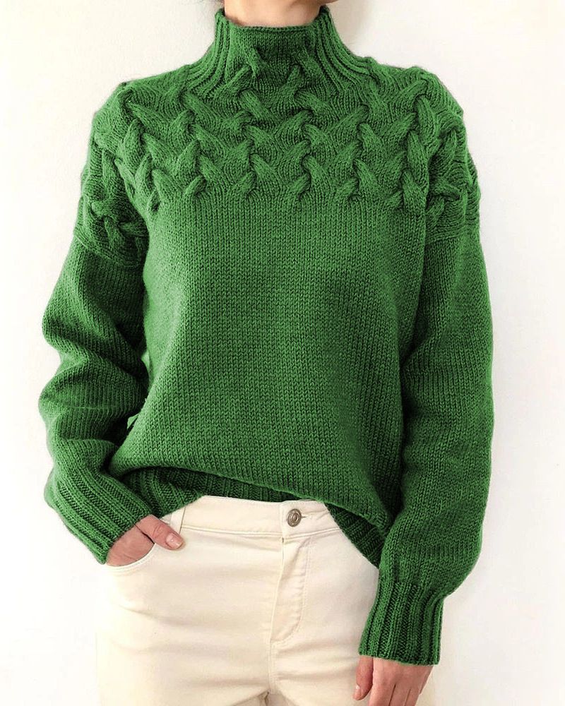 Women's Knit Turtleneck Sweater – Yasmin – Green