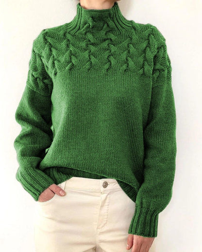 Women's Knit Turtleneck Sweater – Yasmin – Green
