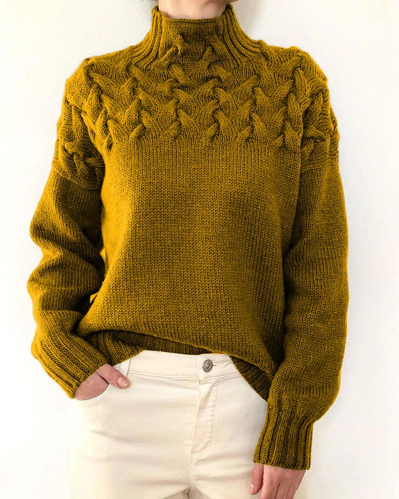 Women's Knit Turtleneck Sweater – Yasmin – Khaki