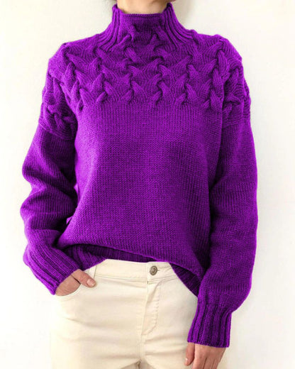 Women's Knit Turtleneck Sweater – Yasmin – Purple