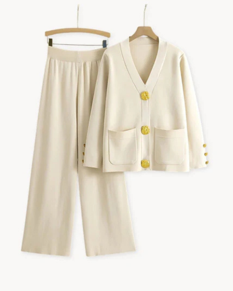 Women's Tailored Longline Blazer and Straight Pants Set – Isabela – Cream