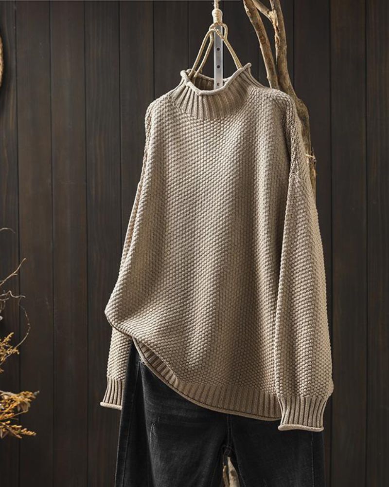 Women's Oversized Knit Sweater – Zila – Beige