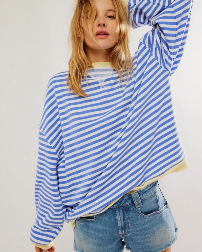 Striped Oversized Blouse – Rebeca – Light Blue