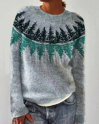Women's Boho-Style Knit Sweater – Fabiola – Blue / Green