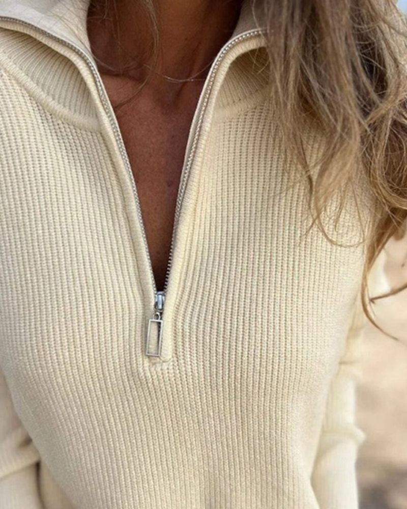 Women's Ribbed Zip Sweater – Noemi – view 2
