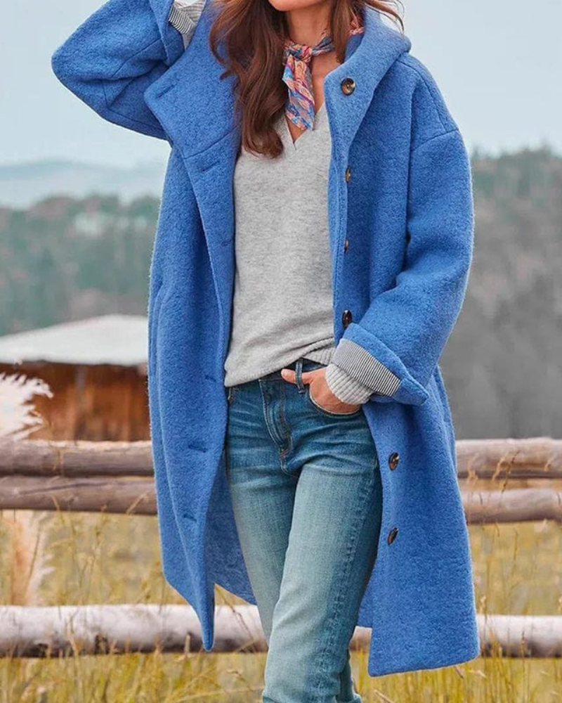 Women's Oversized Hooded Coat – Dena – Blue