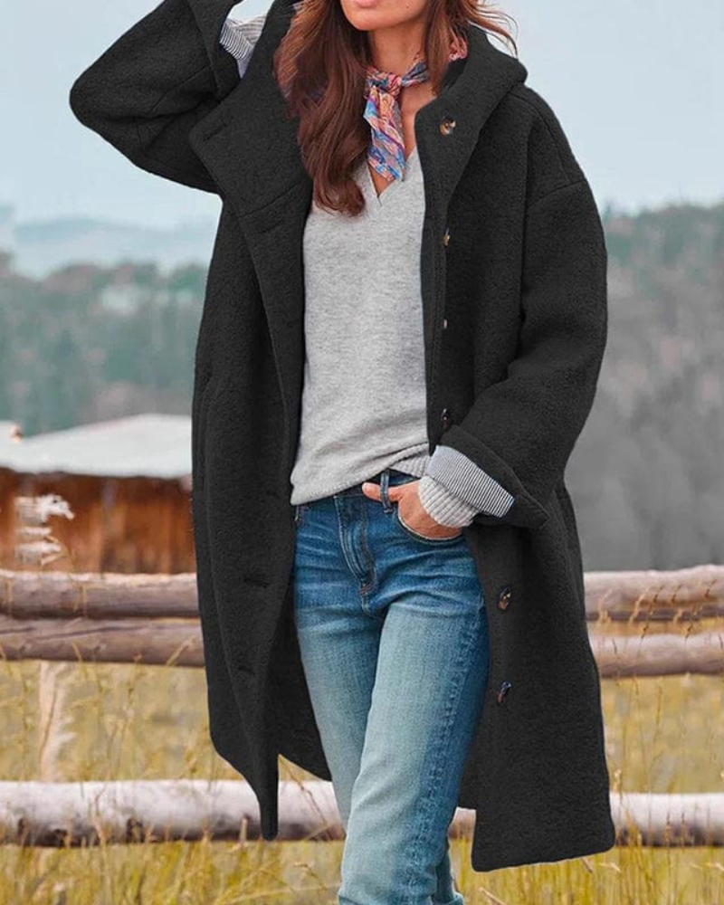 Women's Oversized Hooded Coat – Dena – Black