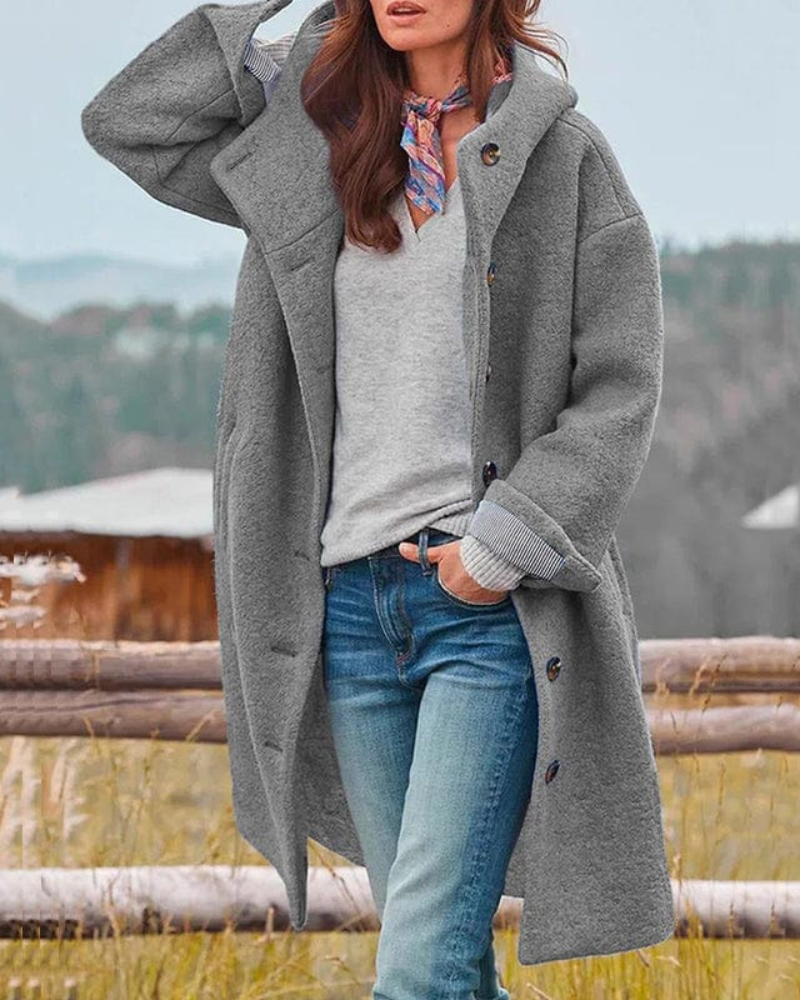 Women's Oversized Hooded Coat – Dena – Gray