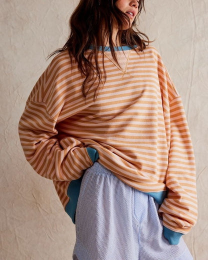 Striped Oversized Blouse – Rebeca – Orange / Blue