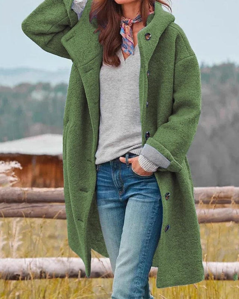 Women's Oversized Hooded Coat – Dena – Green