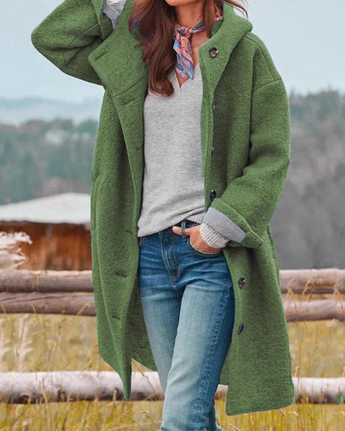 Women's Oversized Hooded Coat – Dena – Green