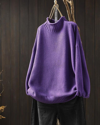 Women's Oversized Knit Sweater – Zila – Purple