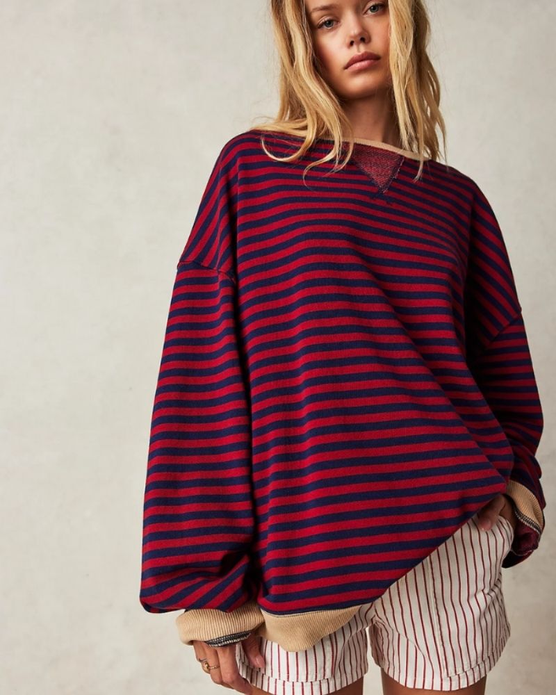 Striped Oversized Blouse – Rebeca – Black / Red
