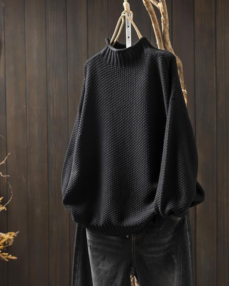 Women's Oversized Knit Sweater – Zila – Black