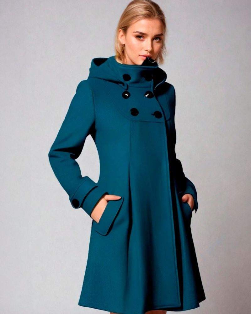 Women's Fitted Hooded Coat – Elaine – Dark Green