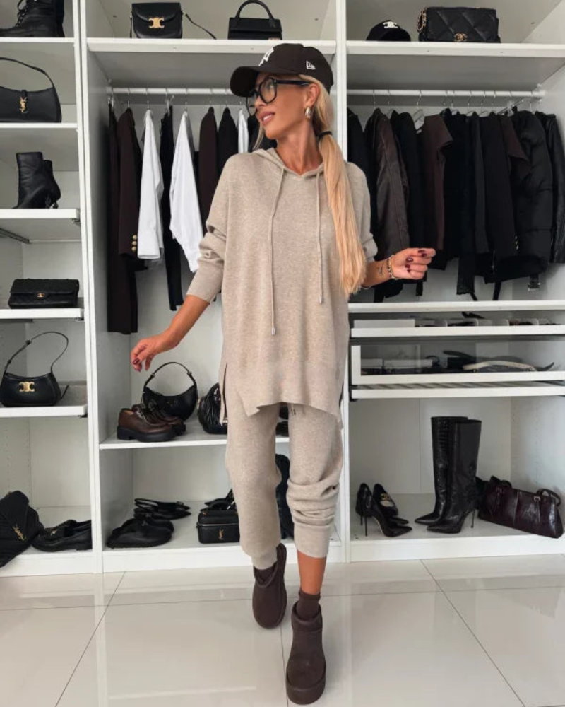 Women's Comfy Hooded Set – Heloisa – Apricot