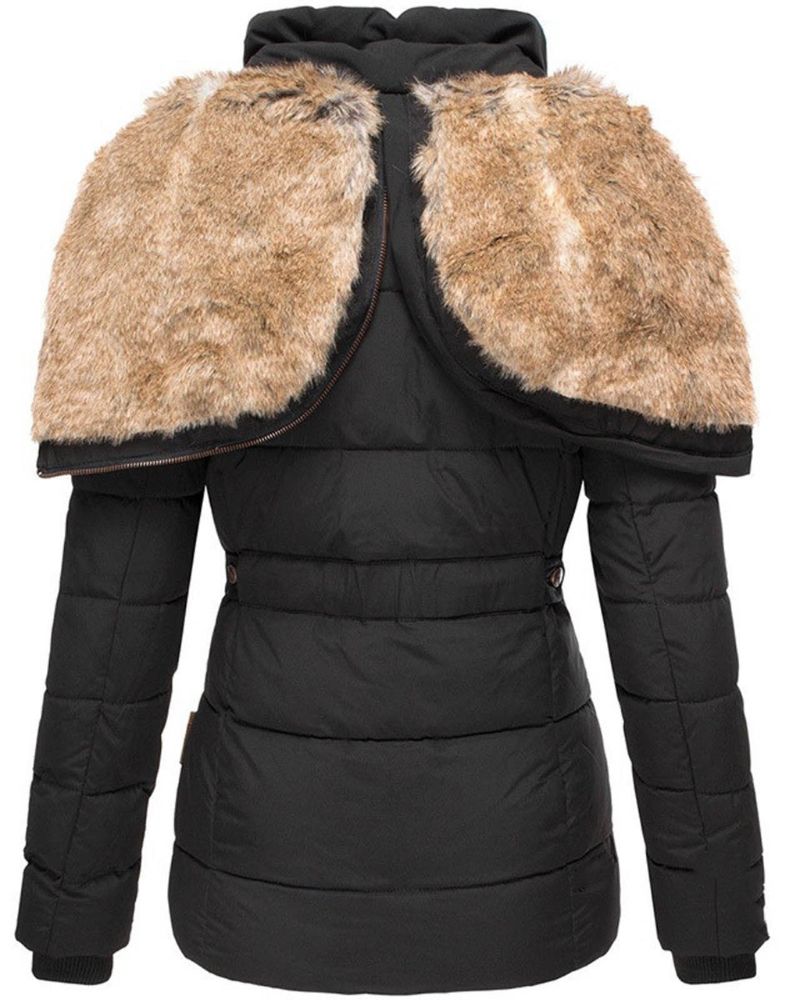 Women's Puffer Jacket with Fur-Lined Hood – Liena