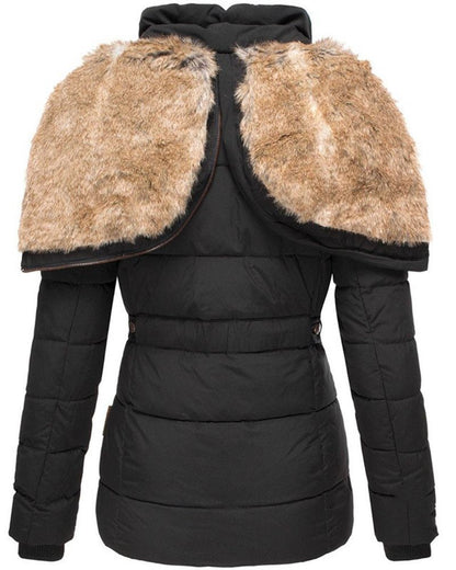 Women's Puffer Jacket with Fur-Lined Hood – Liena