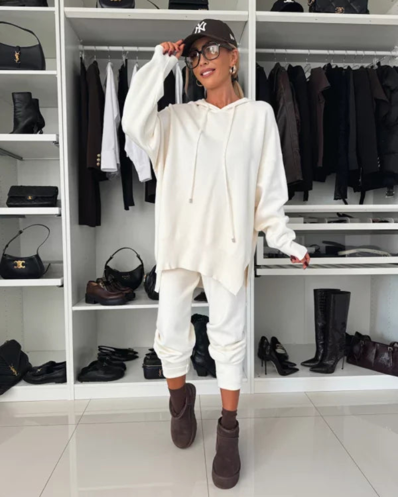 Women's Comfy Hooded Set – Heloisa – White