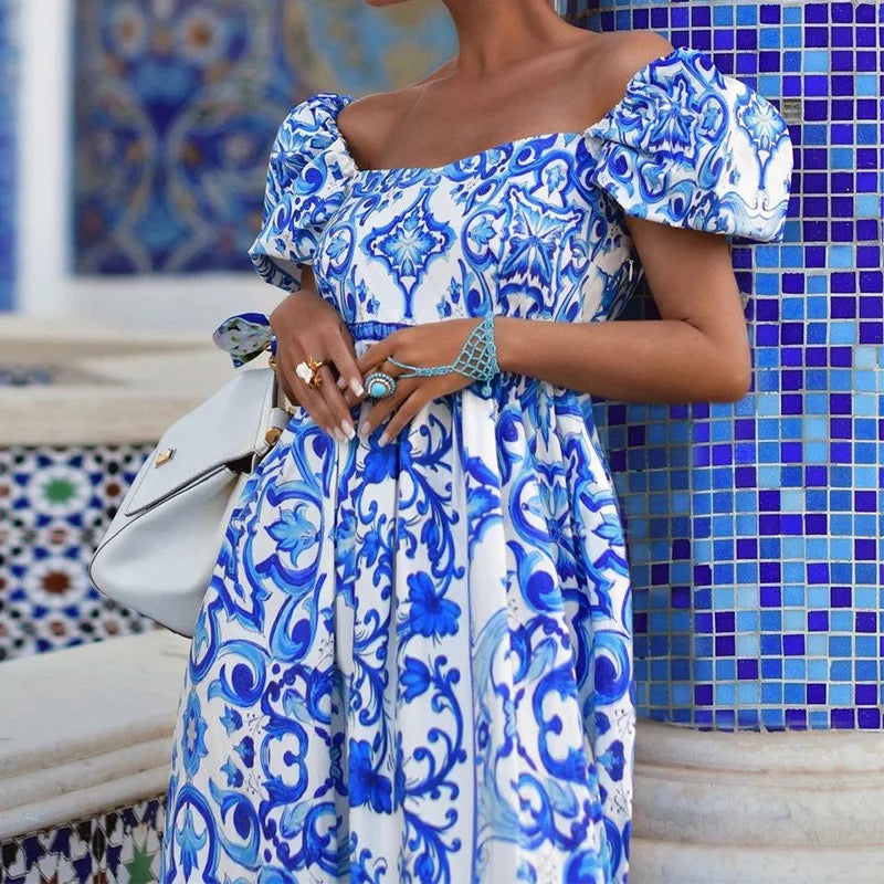 Women's Long Off-Shoulder Printed Dress – Logan – view 2