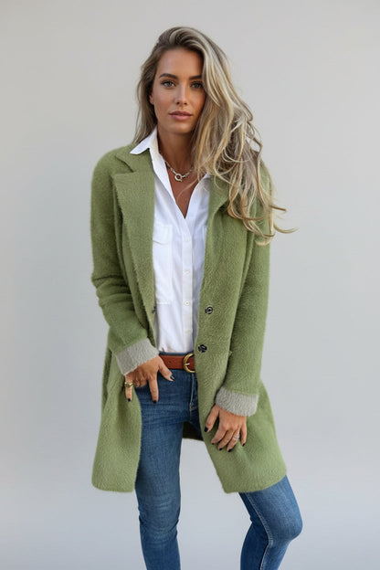 Women's Bouclé Wool Coat with Lapel and Buttons – Talita