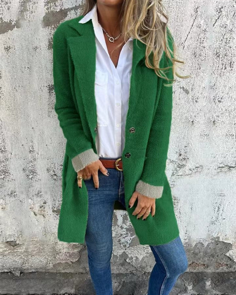 Women's Bouclé Wool Coat with Lapel and Buttons – Talita – view 2