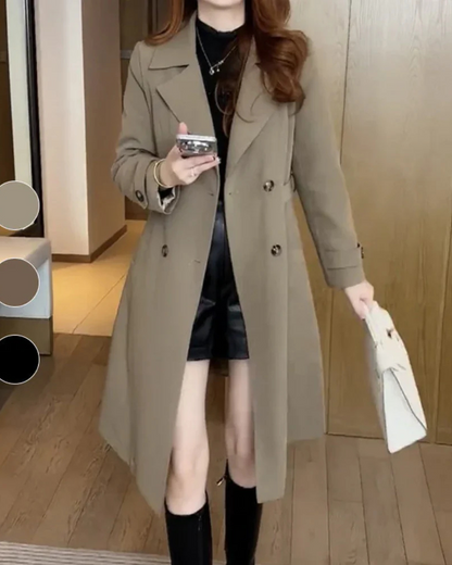 Women's Straight-Cut Lapel Overcoat – Nadia – Khaki