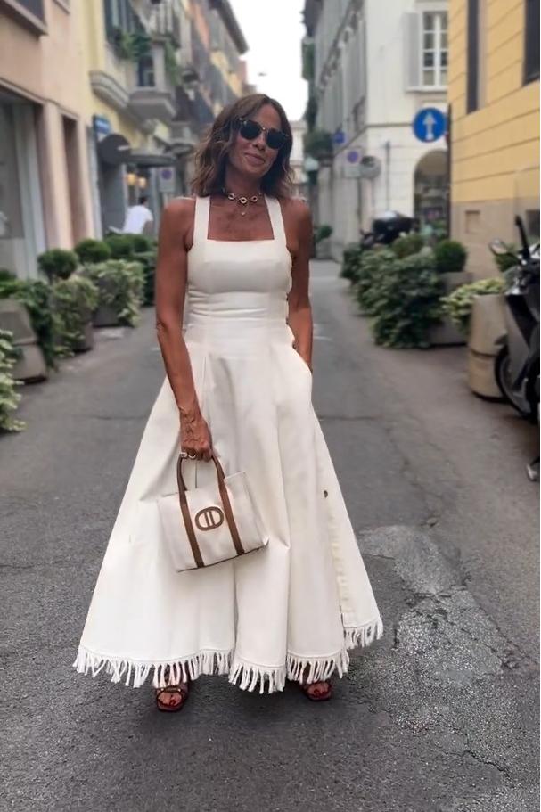 Women's White Boho Maxi Dress with Fringe and Pockets – Margaux