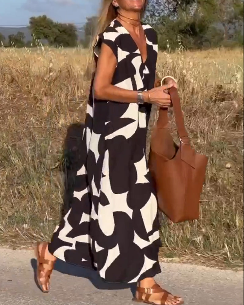 Printed V-Neck Dress – Hero – view 7