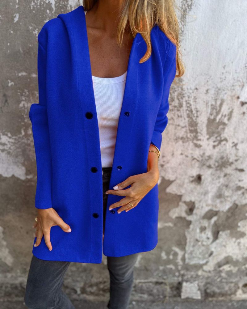 Women's Longline Hooded Coat – Nora – Blue