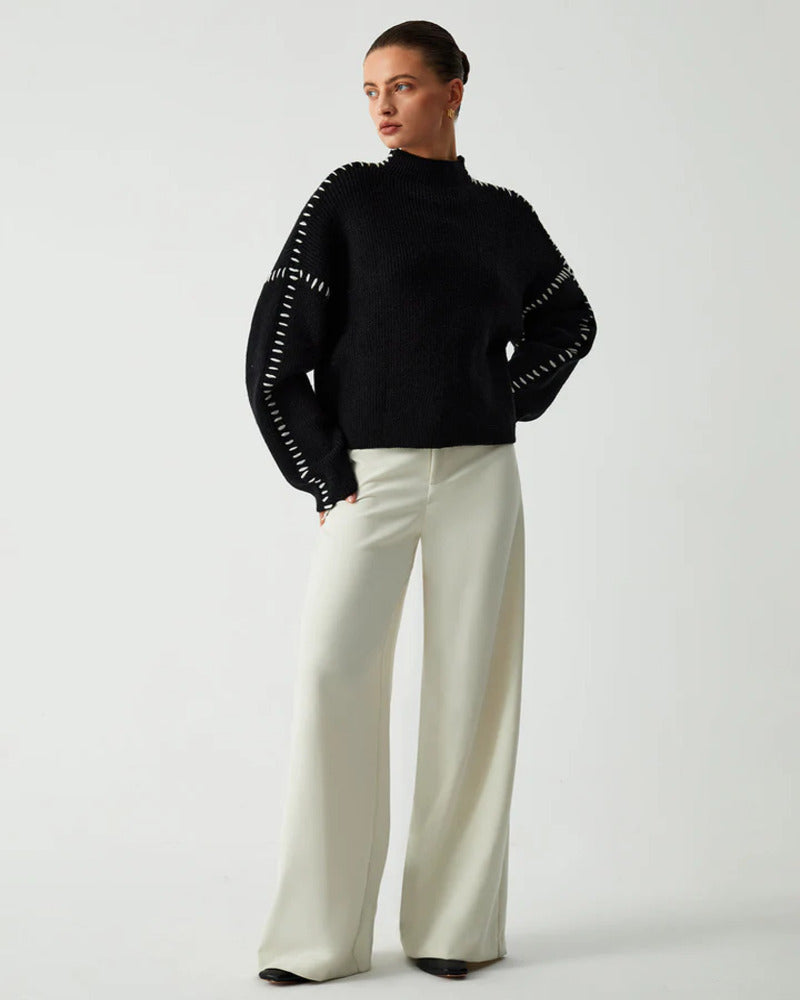 Women's Classic Black Knit Sweater – Octavia – view 6