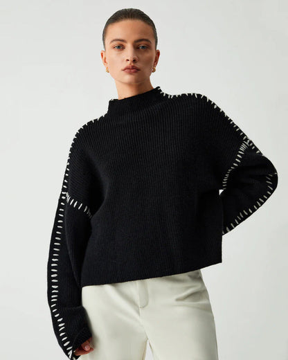 Women's Classic Black Knit Sweater – Octavia – view 5
