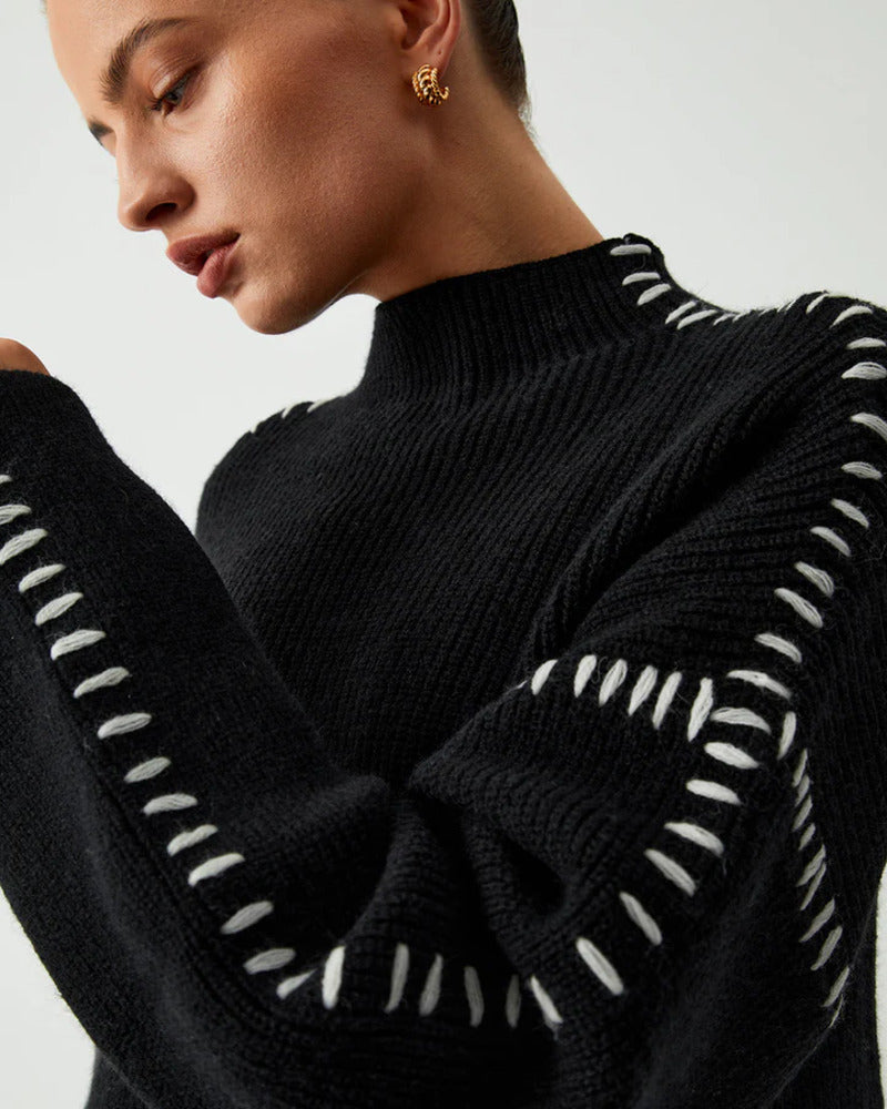 Women's Classic Black Knit Sweater – Octavia – view 4
